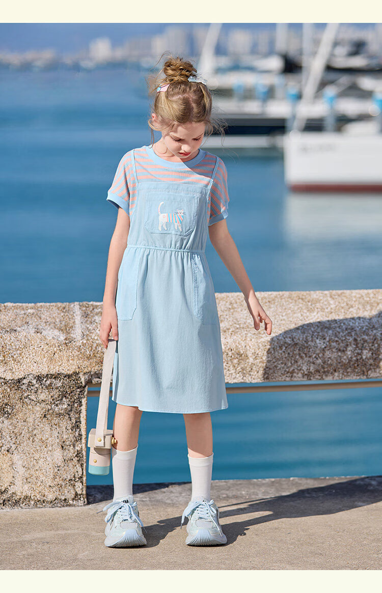 CHANZUIGOU Girls' Two-in-One Energetic T-Shirt Dress with Spliced Suspender Skirt 2026 Summer New Fashion 23